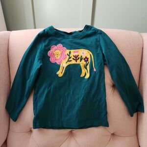 Hanna Andersson Green Lion Long Sleeve shirt 4t 100